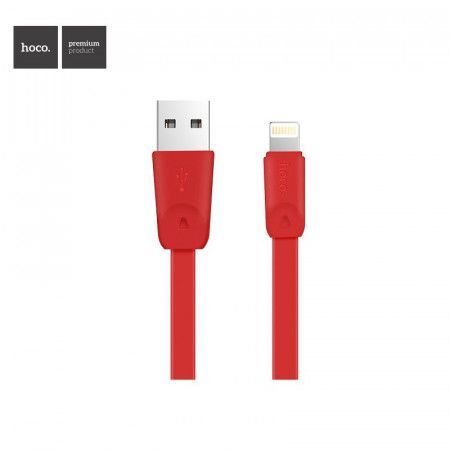 Hoco High Speed Lightning Charging Cable  (2m) (Red)