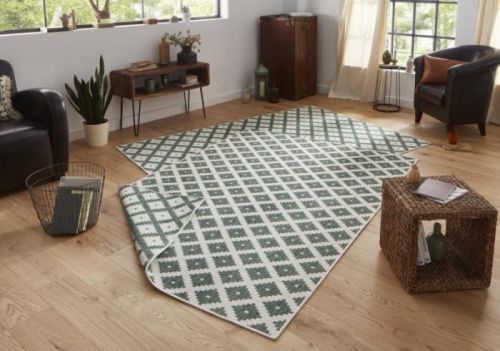 Kusový koberec Twin-Wendeteppiche 103125 grün creme – na ven i na doma - 120x170 cm NORTHRUGS - Hanse Home koberce