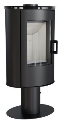 KRATKI Krbová kamna KOZA AB s ocelovou horní deskou a otočnou nohou - černá