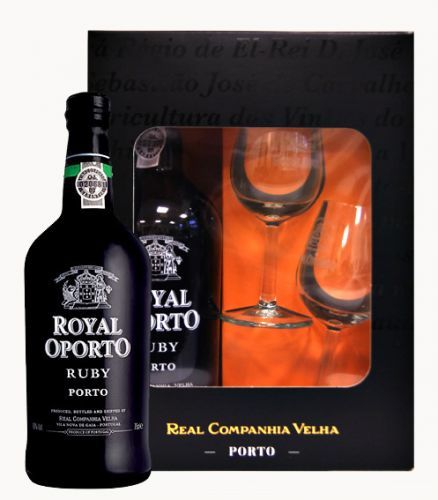 Royal Oporto Ruby 0,75 l dárkový box se skleničkami