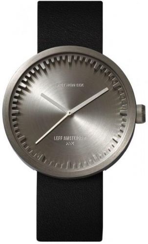 LEFF TUBE WATCH D38 / STEEL WITH BLACK LEATHER STRAP