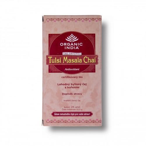 Organic India (čaje, doplňky stravy) BIO Čaj Tulsi Masala  - směs bylin černý čaj exotické koření sáčkový 25ks Organic India