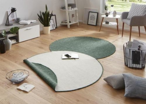 Bougari - Hanse Home koberce Kusový koberec Twin-Wendeteppiche 103095 grün creme kruh - 140x140 kruh cm Béžová