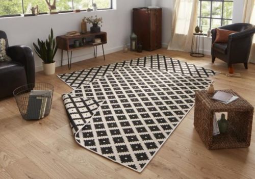 Kusový koberec Twin-Wendeteppiche 103124 schwarz creme – na ven i na doma - 120x170 cm NORTHRUGS - Hanse Home koberce