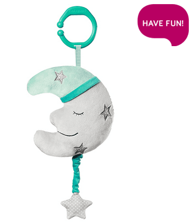 Baby ONO Závěsná plyšová hračka s melodií  - Happy Moon