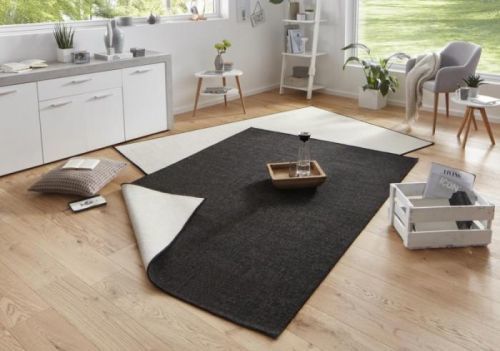 Kusový koberec Twin-Wendeteppiche 103096 schwarz creme – na ven i na doma - 80x350 cm NORTHRUGS - Hanse Home koberce