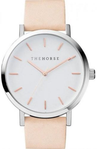 THE HORSE POLISHED STEEL / WHITE FACE WITH ROSE GOLD INDEXING