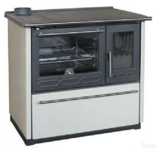 PLAMEN Sporák na pevná paliva 850 GLAS bílý, levý