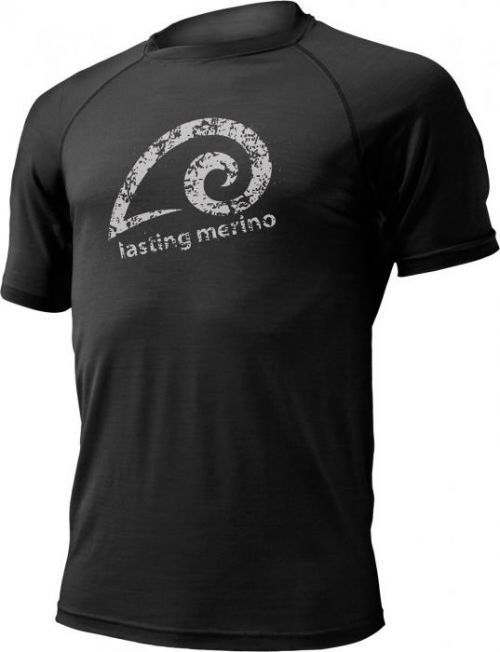 Lasting MERIL 9090 černé pánské vlněné merino triko s tiskem Velikost: XXXL