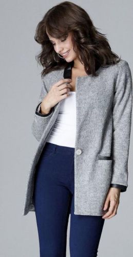 LENITIF Elegantní šedý kabátek L009 velikost: S