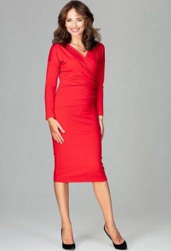 LENITIF Obálkové šaty K477 Red velikost: XL