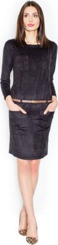 FIGL Černé šaty s páskem M452 velikost: XL
