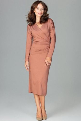 LENITIF Obálkové šaty K477 Brown velikost: XL