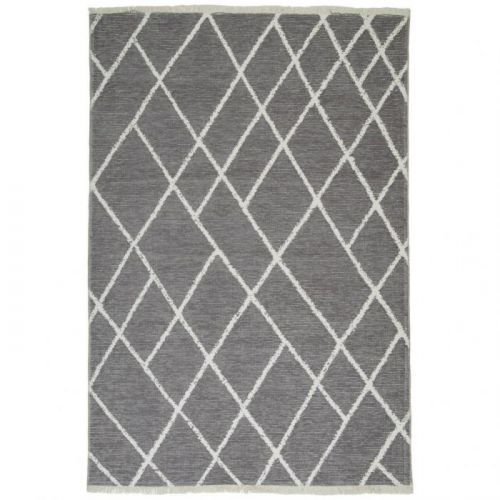 Koberec Tkaný Na Plocho 80/150 Cm Šedá Bílá Novel