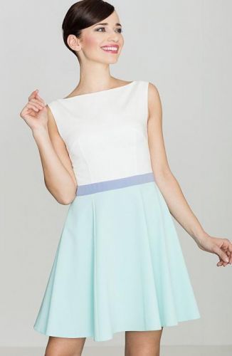 LENITIF Bílé šaty s mint sukní K083 velikost: XL