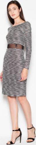 VENATON Šedé melanžové šaty s opaskem VT068 Grey velikost: L