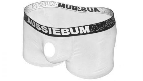 AussieBum SKLADEM ★ Novelty boxerky s otvorem AussieBum Orbit Hipster White Barva: Bílá, Velikost: S