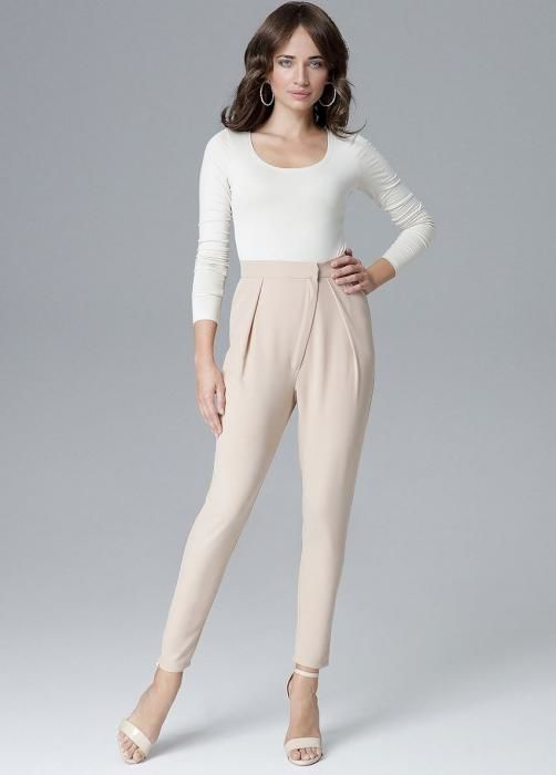 LENITIF Béžové elegantní kalhoty - L018 velikost: S