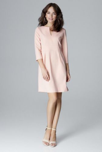 LENITIF Růžové elegantní šaty L004 velikost: S