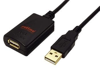 Roline USB 2.0 aktivní prodlužovací adaptér, 5m, černý