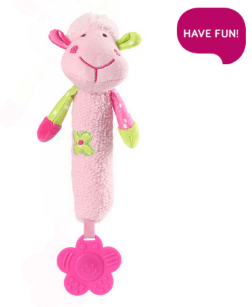 Baby ONO Plyšová hračka s pískátkem a kousátkem Sweet Lambie - růžová