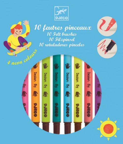 Oboustranné fixy se štětcovým hrotem - neon