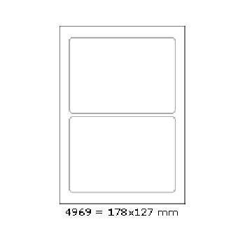 Samolepicí etikety 178 x 127 mm, 2 etikety, A4, 100 listů