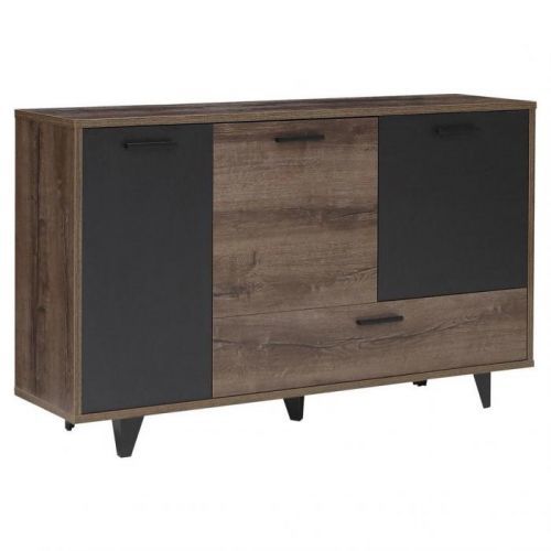 Komoda Sideboard Černá Barvy Dubu Carryhome
