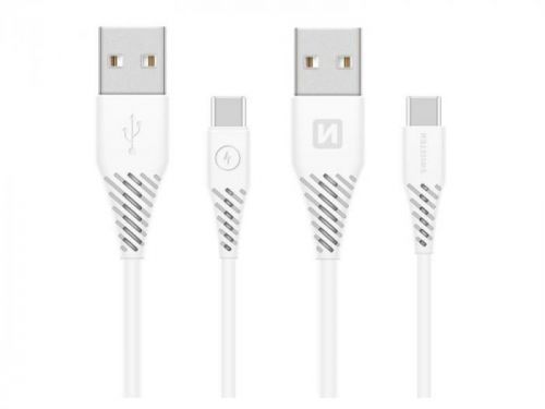 Kabel SWISSTEN USB/ USB-C 3.1 bílý 1,5M (delší konektor 9mm)
