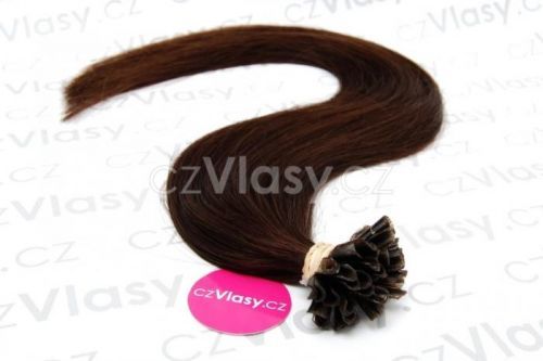 Indické vlasy na metodu keratin odstín 2 Délka: 60 cm, Hmotnost: 1 g/pramínek, REMY