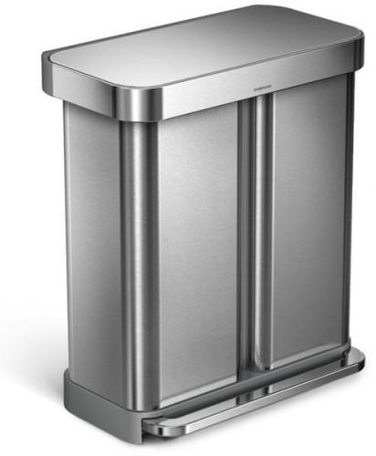 Simplehuman Pedálový Odpadkový Koš Na Tříděný Odpad 58 L, Matná Nerez Ocel