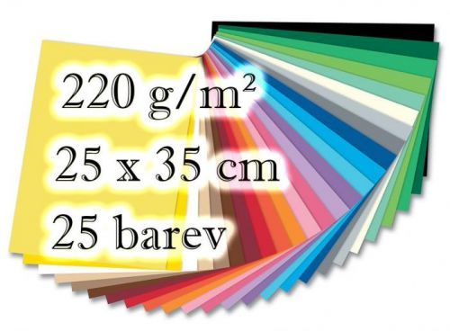 Folia - Max Bringmann Barevné papíry (karton) - 220 g/m², 25 listů, 25 barev, 25 x 35 cm