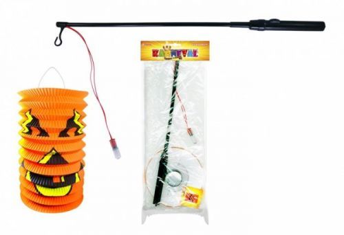 Lampion HALLOWEEN 15 cm se svítící hůlkou 39 cm