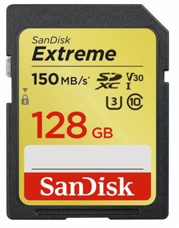 SanDisk Extreme SDXC Card 128 GB 150 MB/s C10 V30 UHS-I U3
