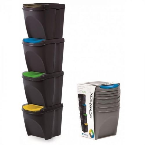 ODPADKOVÝCH KOŠŮ SORTIBOX ANTRACIT 392X392X518 SADA 4 PROSPERPLAST