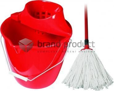 Úklidová souprava - ždímač, mop 160g, hůl, kbelík červený