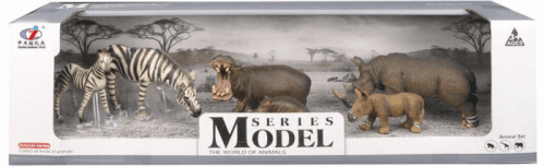 Ep Line | Sada Model Svět zvířat zebry, hroši, nosorožci, máma + mládě