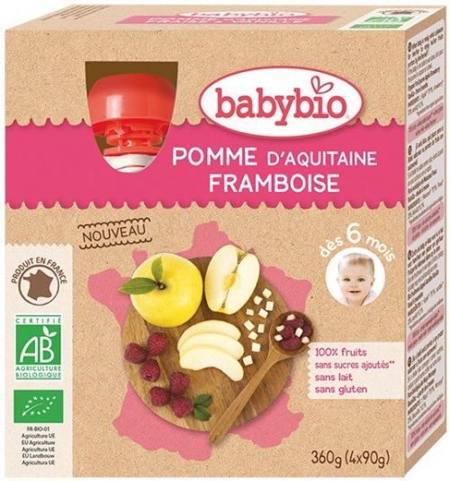 BABYBIO jablko-malina (4x90g)