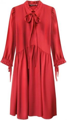 Červené dámské šaty s volánkovým stojáčkem (208ART) - S (36) - červená