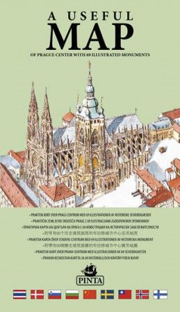 A USEFUL MAP - Praktická mapa centra Prahy s 69 ilustracemi historických památek (zelená) - Pinta Daniel