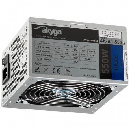 Akyga Basic ATX Power Supply 550W AK-B1-550 Fan12cm P4 3xSATA PCI-E, AK-B1-550
