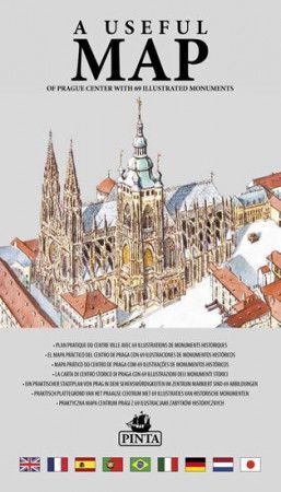 A USEFUL MAP - Praktická mapa centra Prahy s 69 ilustracemi historických památek (stříbrná) - Pinta Daniel