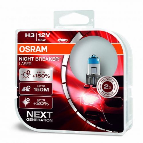 OSRAM H3 64151NL-HCB Night Breaker LASER plus 150procent 55W 12V PK22s 2ks