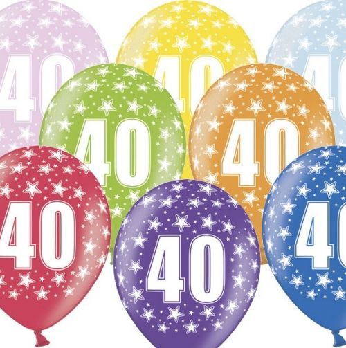 Balónek latexový metalický s číslem 40