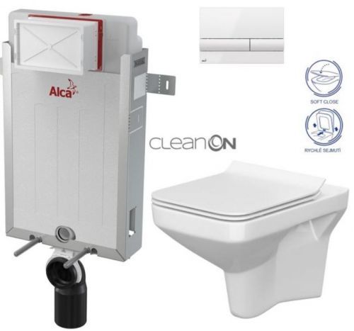 AKCE/SET/ALCAPLAST Renovmodul předstěnový instalační systém + tlačítko M1710 + WC CERSANIT CLEANON COMO + SEDÁTKO AM115/1000 M1710 CO1