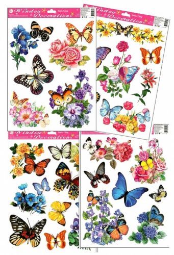 Anděl Okenní fólie motýli a květy 866