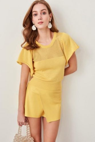 Trendyol Yellow Lace Summer-Sweater Sweaters