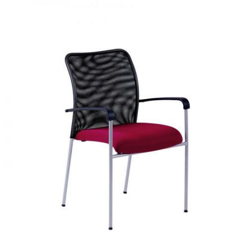 Jednací kovová židle Office Pro TRITON NET – s područkami NET vínová