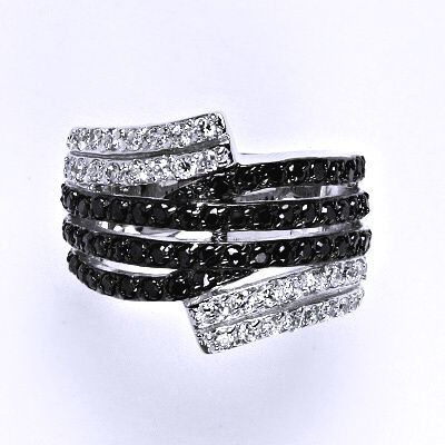 ČIŠTÍN s.r.o Stříbrný prsten s černými a čirými zirkony, prsten ze stříbra, 9,03 g 14070