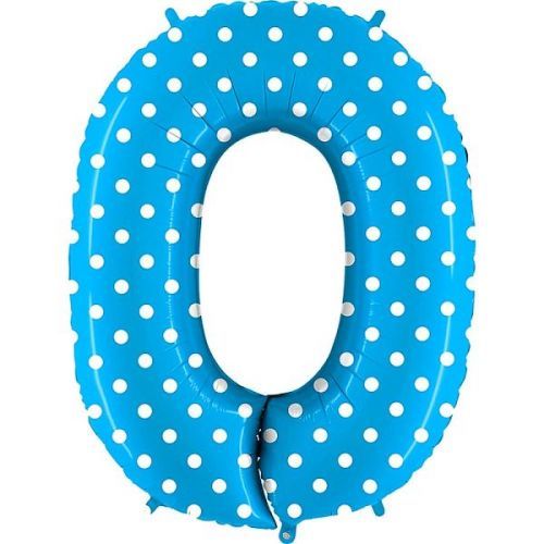 Balónek fóliový číslo 7 modrý s puntíky 1 ks 102 cm